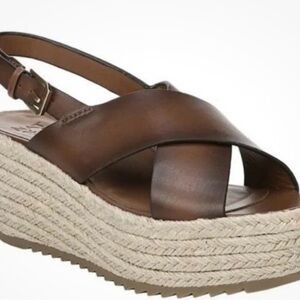 Naturalizer Oak Espadrille Wedge Sandal Brown Leather Crossover Strap Women’s 11